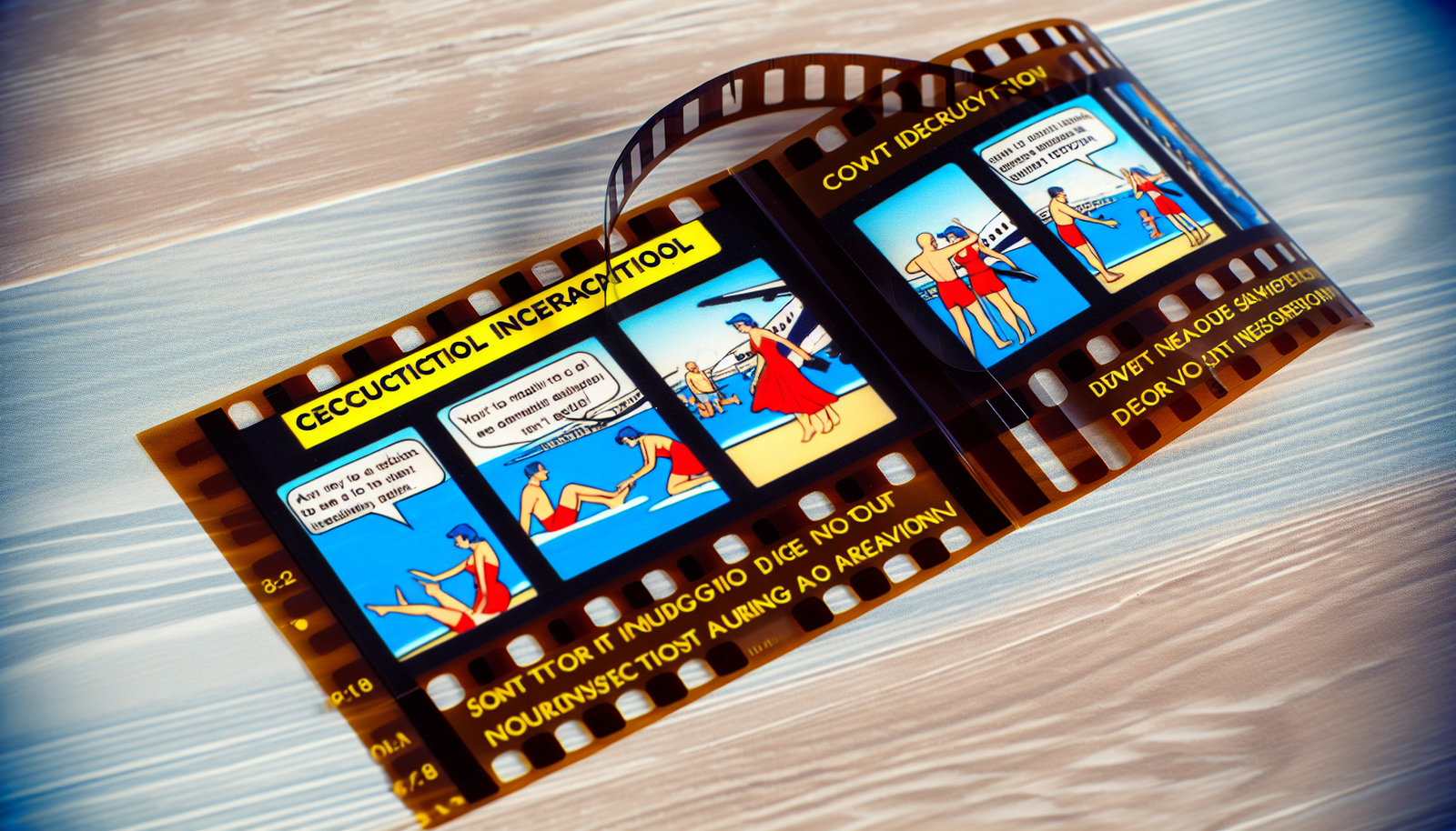 Ein Leitfaden oder ein instruktiver Filmstreifen, der das richtige Verhalten in Konflikten und Notfallsituationen w&Atilde;&curren;hrend eines Urlaubs zeigt.